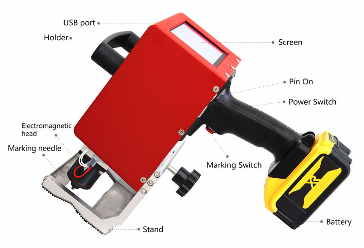 Heißverkaufs All-in-One-tragbarer elektrischer Punkt Peen-Gravurautomaten mit Akku HBS-380D1